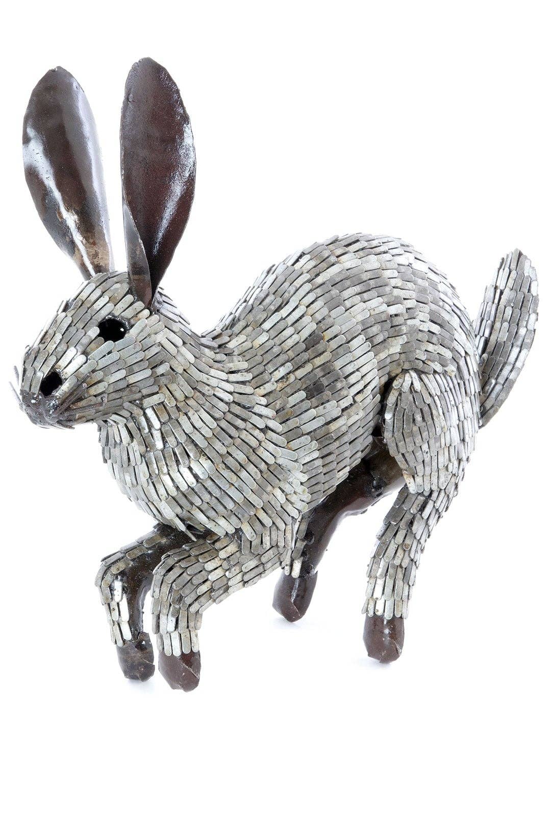 Swahili | AFRICAN MODERN - Wholesale Sculpture - Hopping Rabbit Recycled Metal Sculpture Garden Art Zimbabwe