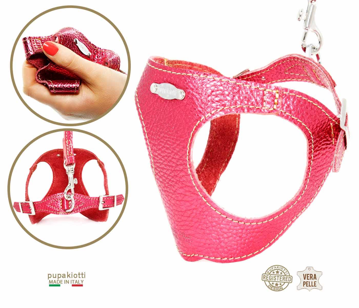 Pupakiotti Pets, Brand in Italy Srl. - Wholesale Hondenriem - Hond - GLAM. 3-delige set tuig en riem met leren zakjeshouder voor honden1