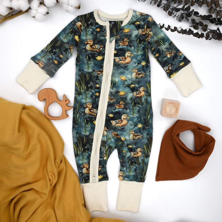 Earthy - Wholesale Sleepsuit - Baby - Organic Cotton Baby Pajamas 2-Way Zipper Sleeper, Harbor
