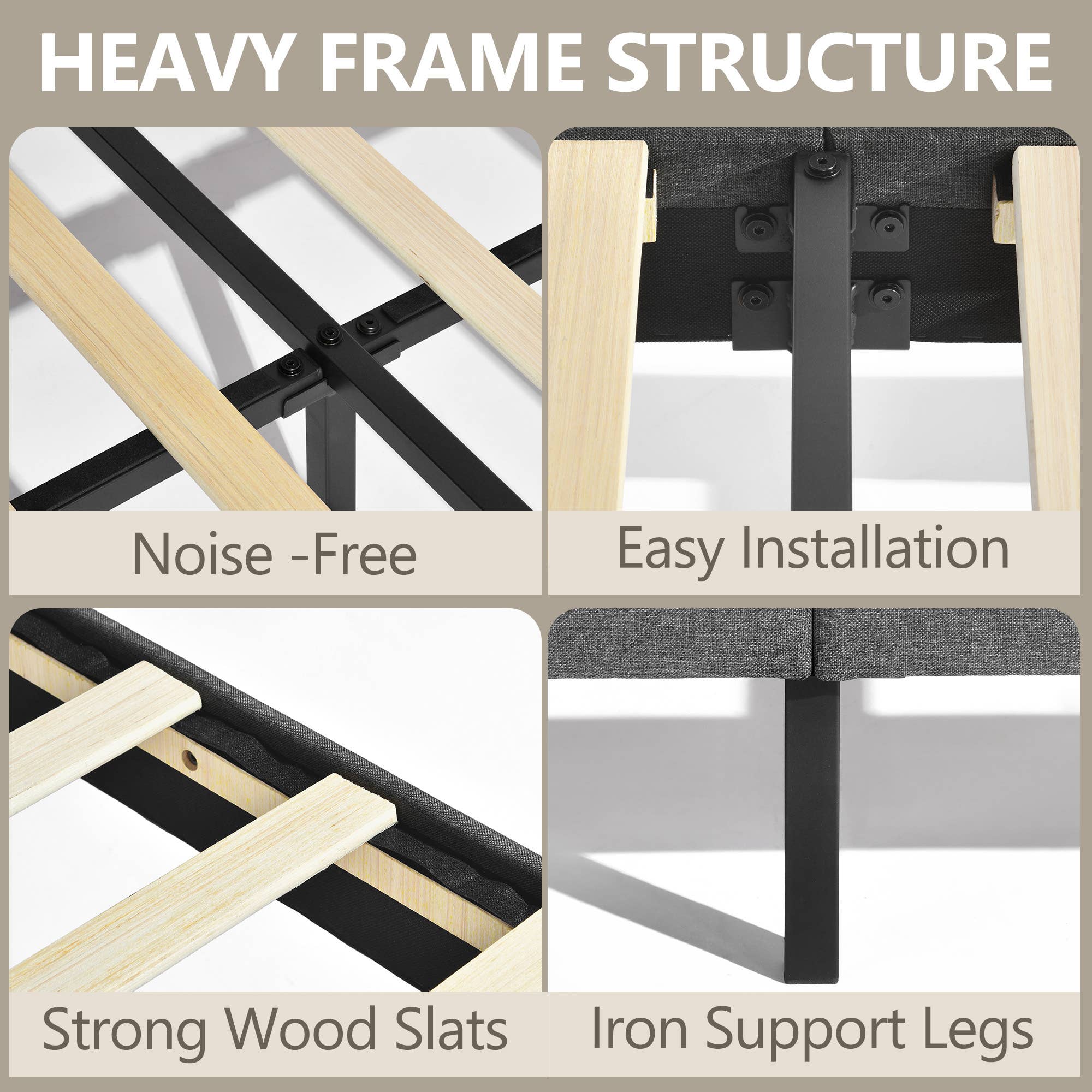 39F Inc. - Wholesale Bed - Queen Size Bed Frame with USB port & LED Headboard–Grey16