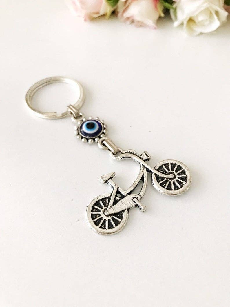 Evileyefavor - Wholesale Keychain - Women's - Bicycle Evil Eye Silver Metal Bike Charm Keychain3