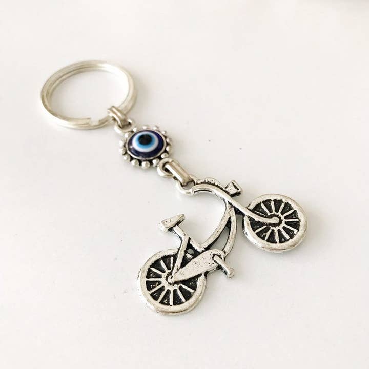 Evileyefavor - Wholesale Keychain – Women's - Bicycle Evil Eye Silver Metal Bike Charm Keychain3