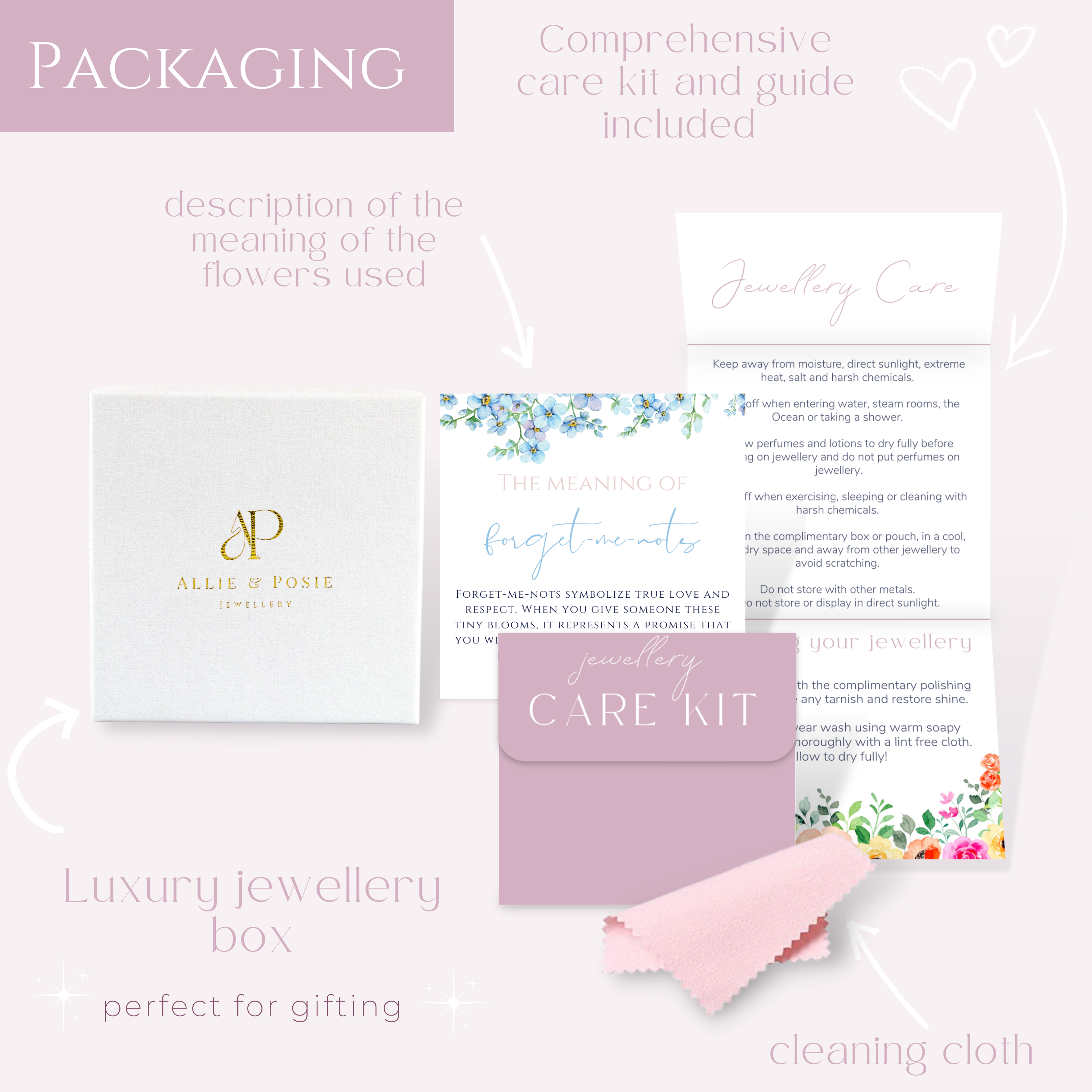 Allie and Posie – wholesale Pendant/charm necklace – EVA Necklace with dried forget me not in clear UV resin11