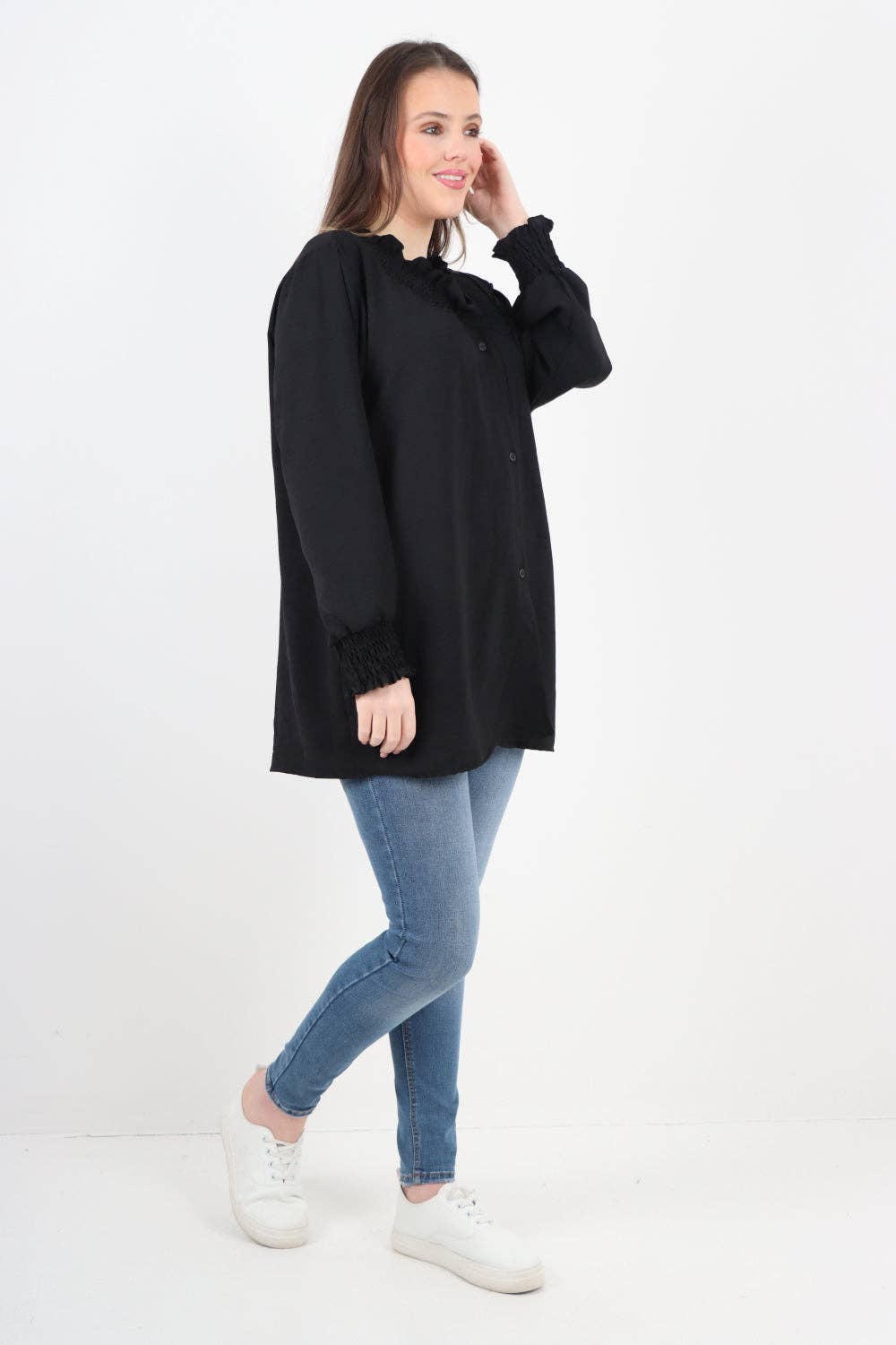 Miss Bold – wholesale Tunic – Women’s – Italian Shirred V Neck Long Sleeve Tunic Top6