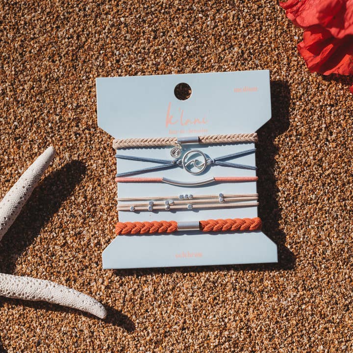 K'lani hair tie bracelets - Wholesale Jewelry Set - "Celebrate" Silver Wave Charm Hair Tie Bracelets4