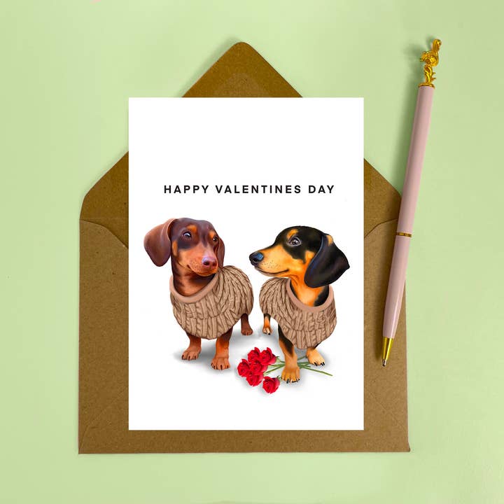 Cartão dos Namorados Dachshund por atacado de Hot Dog Greetings