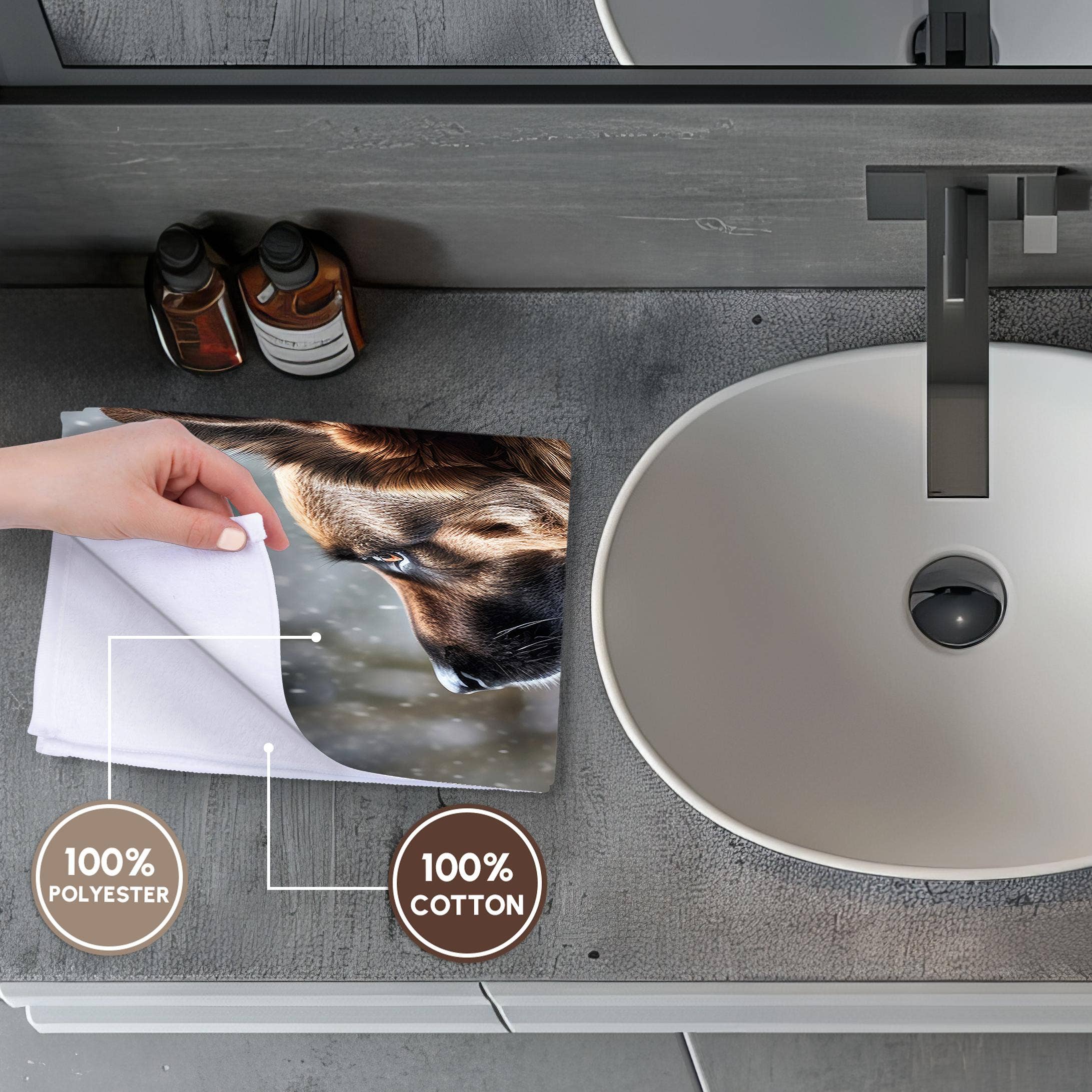 3dRose - Wholesale Bath Towel - 3dRose, Photograph of a German Shepherd gazing out a window at the snow., Towel3