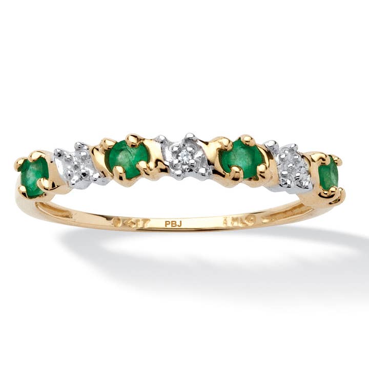 PalmBeach Jewelry - Wholesale Multi-Stone Ring - .32 TCW Emerald and Diamond Band in 10k Gold1