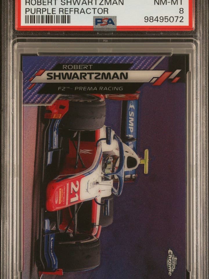 2020 Topps Chrome Formule 1 #76 Robert Shwartzman Réfracteur Violet PSA 8 104/399 pour la vente par Chronic Cards