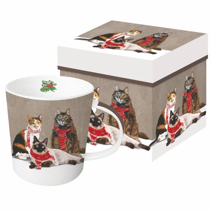 MUG IN GIFT BOX-SCARF CATS for wholesale by Paperproducts Design • Ambiente