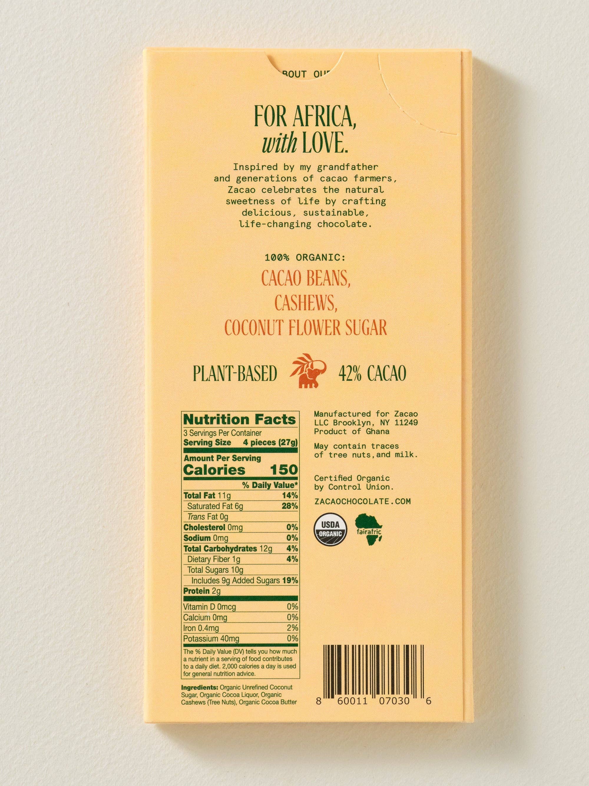 Zacao Chocolate – wholesale Chocolate bar – 42% Cacao Smooth Chocolate2