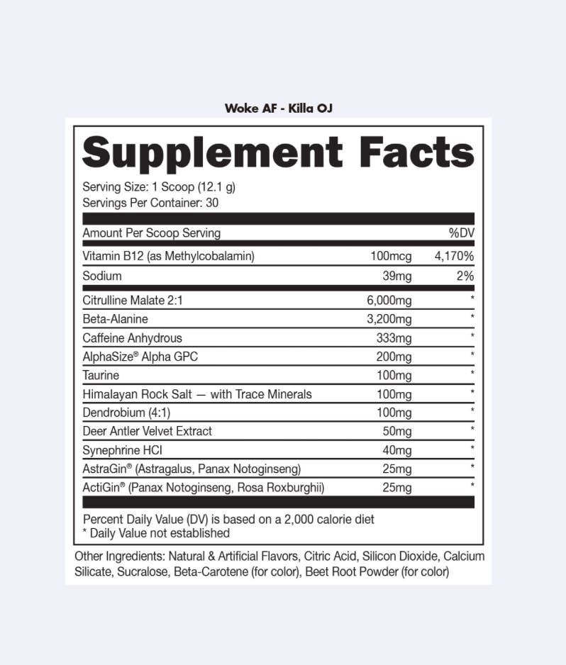 Bucked Up - Wholesale Oral Supplement/Vitamin - Woke AF Pre-Workout [30 Serv]24