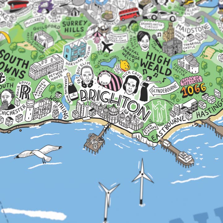 Evermade - Vendita all'ingrosso Stampa artistica - Mappa disegnata a mano di Gran Bretagna e Irlanda, stampa artistica