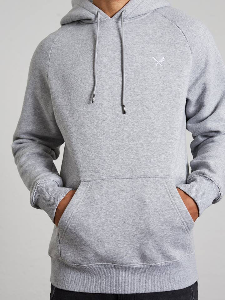 Classic Grey Melange Raglan Hoodie for wholesale by distorted people usa