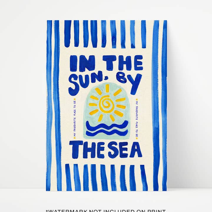In The Sun By The Sea Stripes Hand Painted Print for wholesale by Proper Good