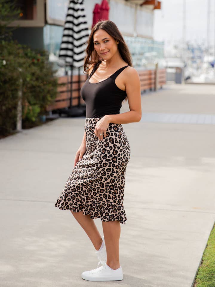 Tickled Teal - Vente Jupe – femme - Jupe crayon à motif à ourlet volanté11