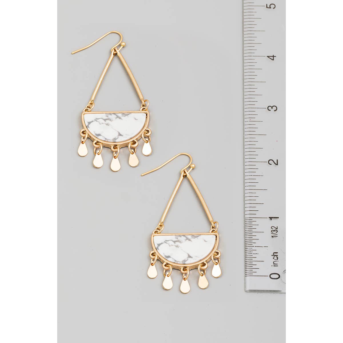 The Looks by Fame Accessories - Wholesale Dangle Earrings - Half Stone Tear Dangle Fringe Earrings2