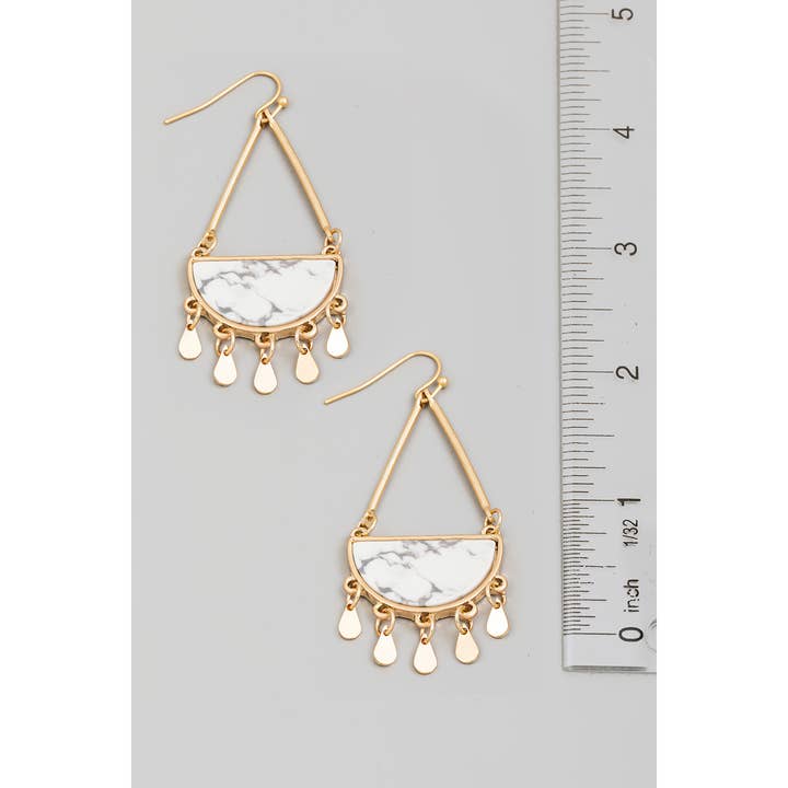 The Looks by Fame Accessories - Wholesale Dangle Earrings - Half Stone Tear Dangle Fringe Earrings1