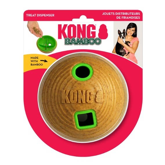 KONG® Bamboo Feeder Ball Dog Enrichment Toy Medium for wholesale by Pet Palette Distribution