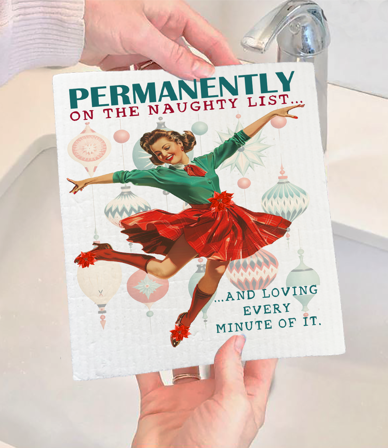 Avery Lane Gifts – wholesale Dishcloth – Christmas Funny Naughty List Swedish Dishcloth0