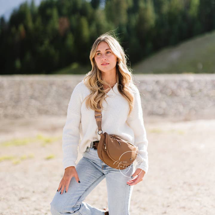 The Classy Cloth WS - Wholesale Belt Bag - Women's - Margot Moon Belt Bag - Mocha RTS9