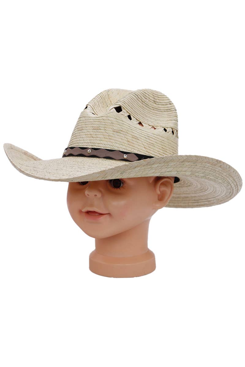 Wholesale Kids Vented Gus Crown Palm Straw Cowboy Hat for your