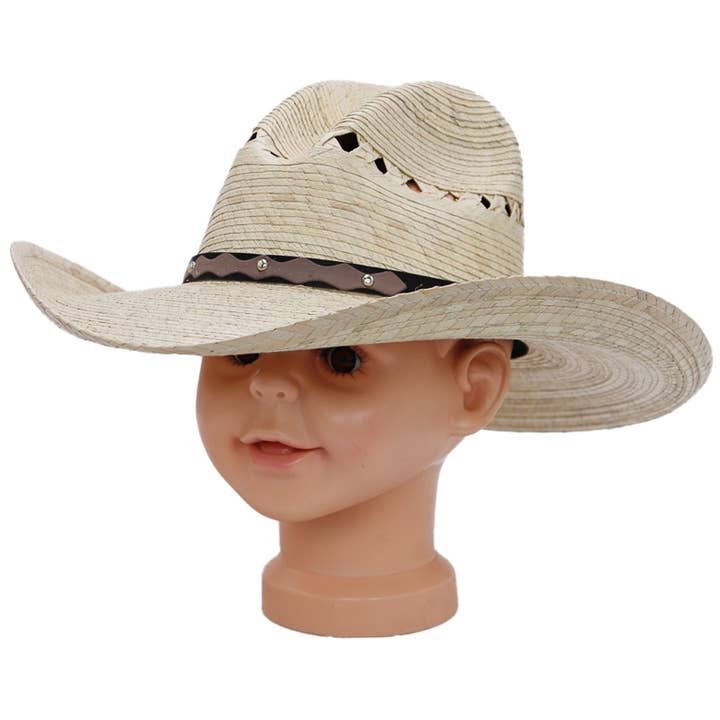 Wholesale Kids Vented Gus Crown Palm Straw Cowboy Hat for your