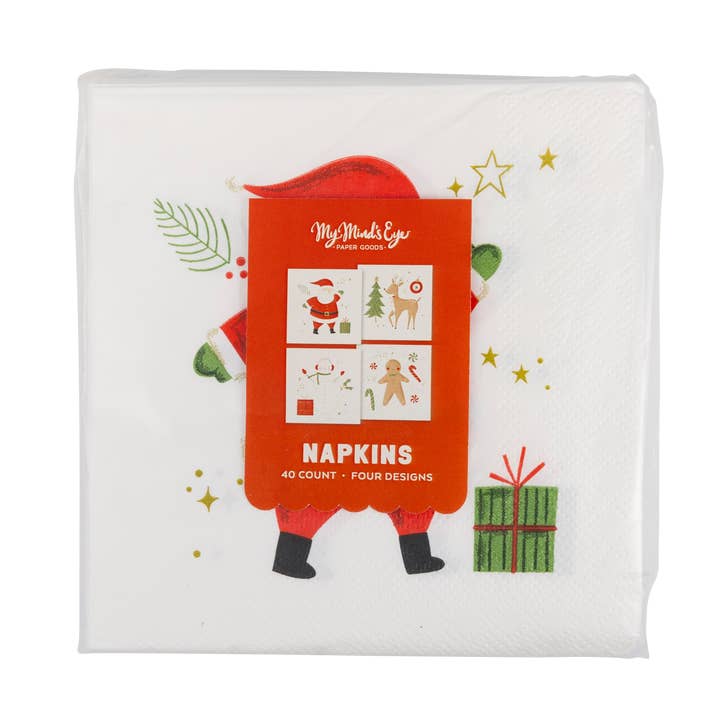 PLNP660 - Juego de servilletas de cóctel con forma de festoneado con íconos navideños para venta al por mayor de My Mind’s Eye