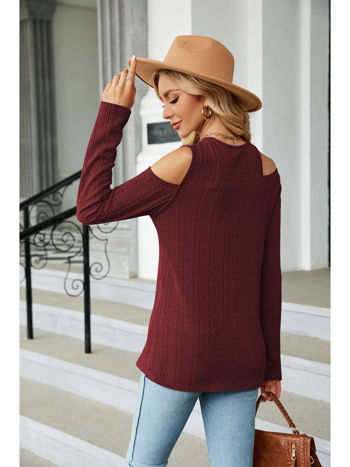 YNIQUE – wholesale Knit top – Women's – Women V-Neck Strapless Loose Long Sleeve T-Shirt17