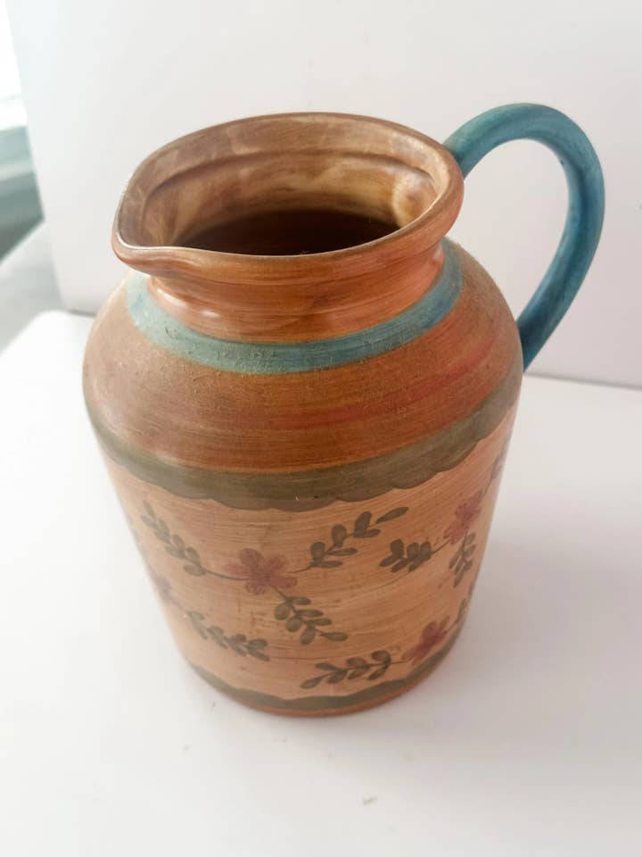 Vintage Hand-Painted Ceramic Pitcher | French Farmhouse Deco for wholesale by Heirloom & Honey