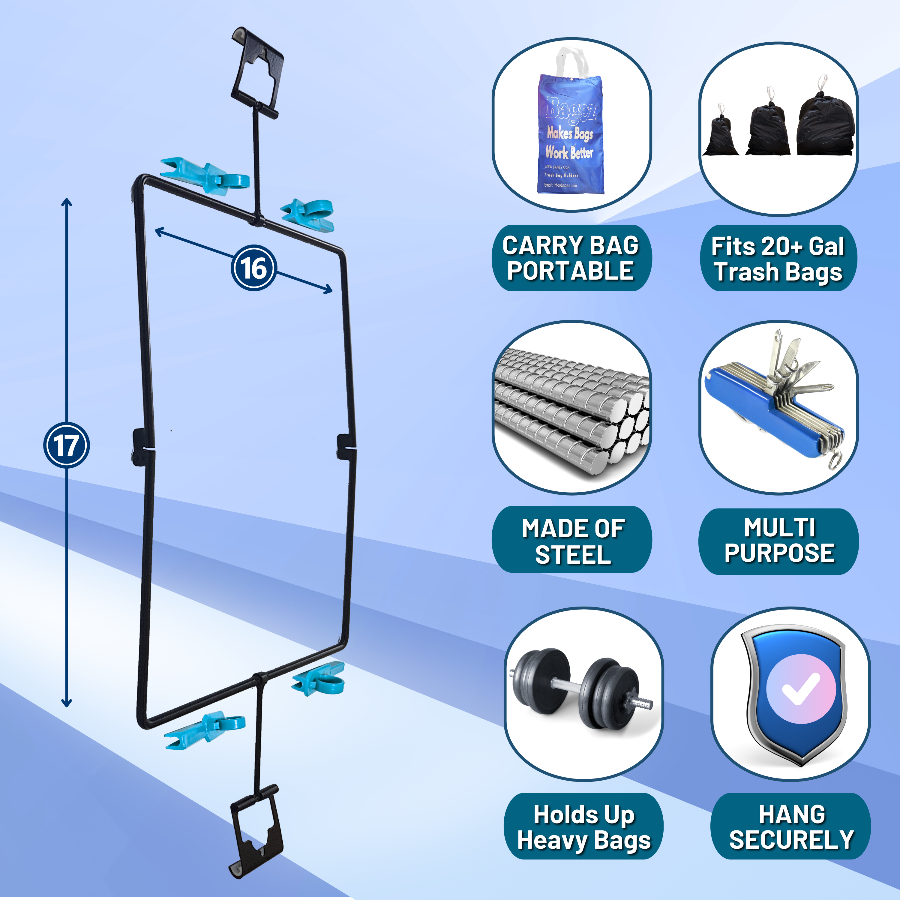 BagEZ - Wholesale Rubbish can/Rubbish bin - BagEZ Trash Bag Holder: Large6