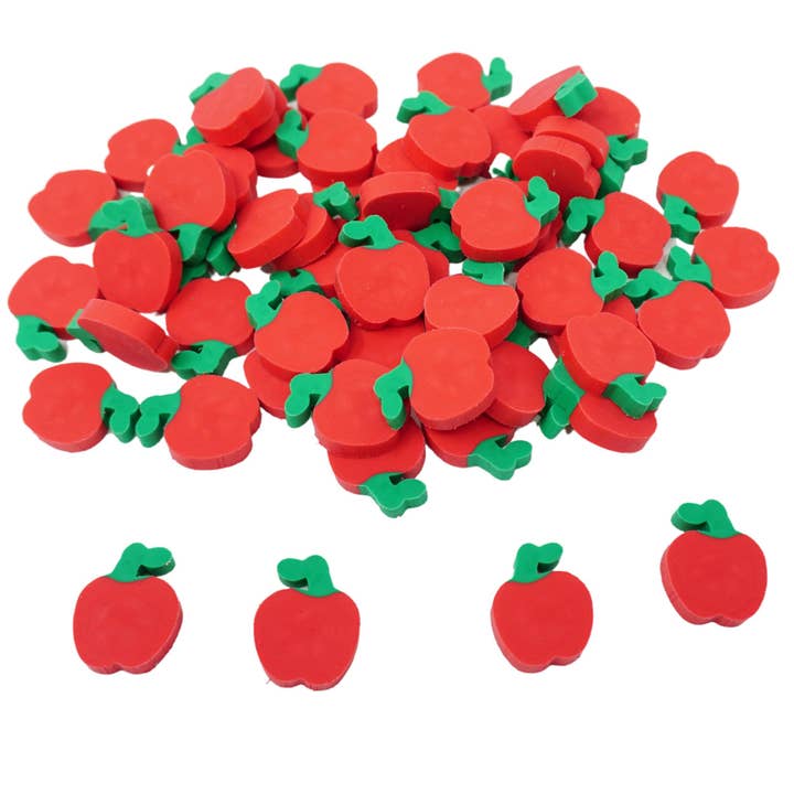 144 mini-gommes Apple, fournitures pour enseignants et récompenses pour étudiants pour la vente par 4E's Novelty