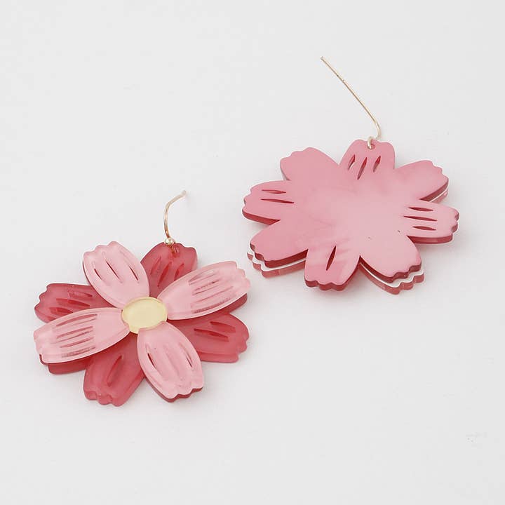 3AM BY H&D ACCESSORIES - Wholesale Dangle Earrings - Two Toned Flower Earrings