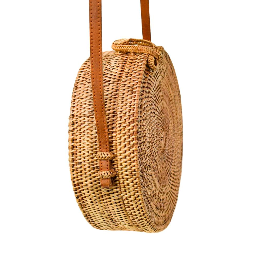 POPPY + SAGE - Wholesale Crossbody Bag - Women's - Bowtie Camilla Round Rattan Bag1