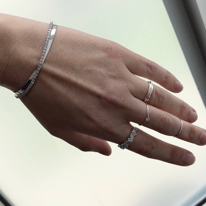 Something Silver - Vente Bague avec plusieurs pierres - Bague Baguette CZ Cluster Embelli2