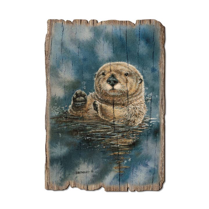 Sea Otter - Rustic Beach Wood Postcards & Magnets for wholesale by DaydreamHQ