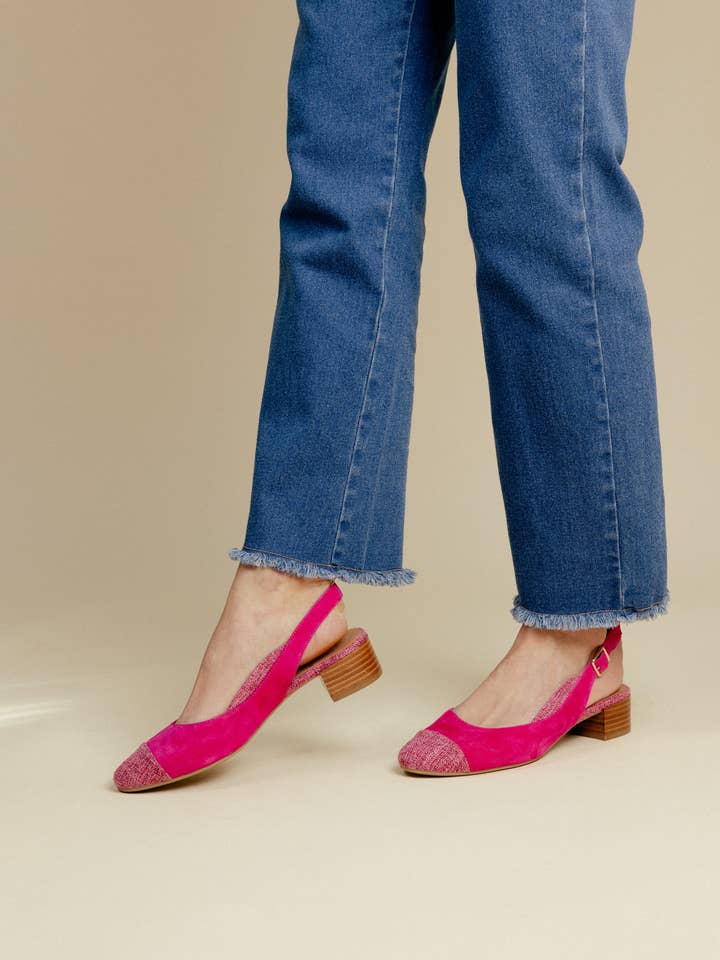 DOUCE Ballerinas with a small square heel and open at the back for wholesale by Emilie Karston