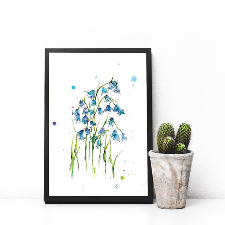 Blåklocka akvarell A4 Art Print för wholesale av ZoeLathamDesigns