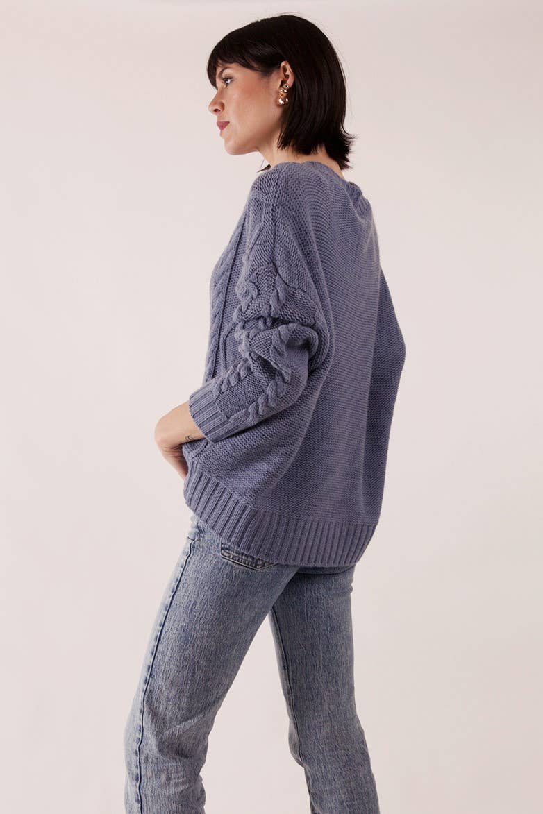 JULIA PARIS - Wholesale Knit Sweater - Women's - Oversized twisted knit V-neck sweater in wool blend8