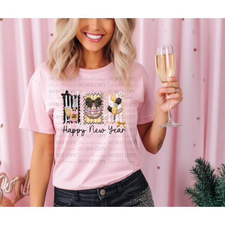 6602 - Happy new year faux yarn *DTF Transfer for wholesale by It's Transfer Time