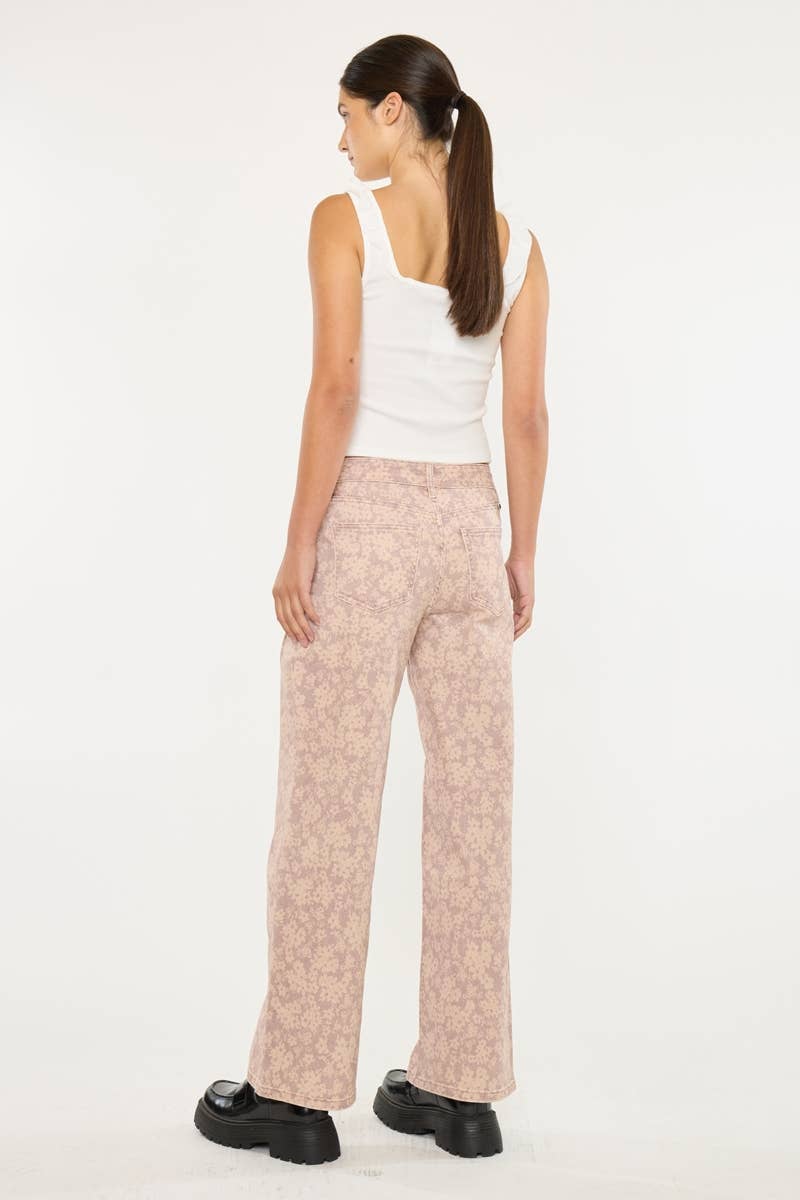 DUSTY ROSE HIGH RISE WIDE LEG JEANS-KC2166DR for wholesale on Faire4