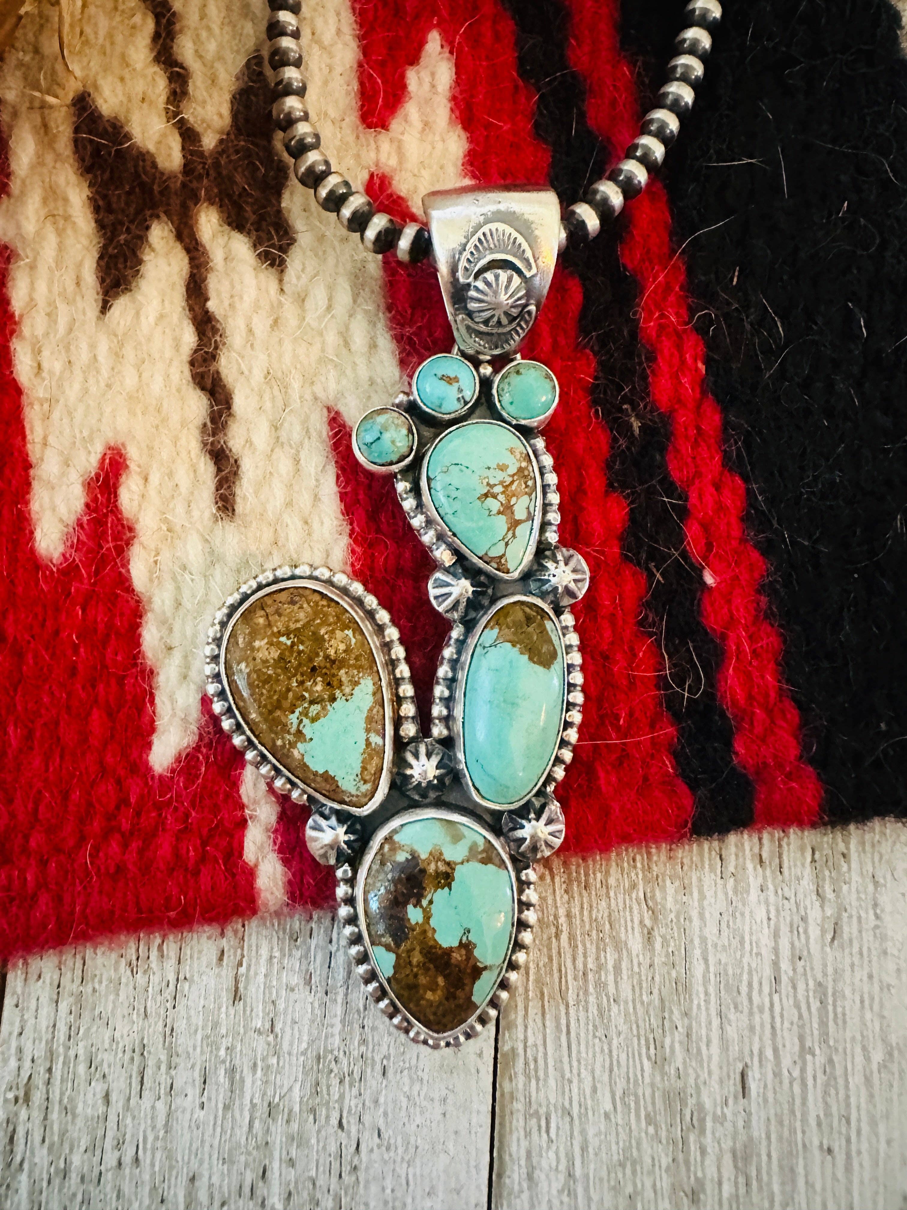 Nizhonitradersllc - Wholesale Pendant/Charm Necklace - Handcrafted Sterling Silver & Turquoise Cactus Pendant