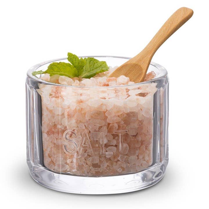 Kook - Wholesale Salt Mill - Kook Embossed Salt Cellar & Lid, Pressed Glass, 10 oz