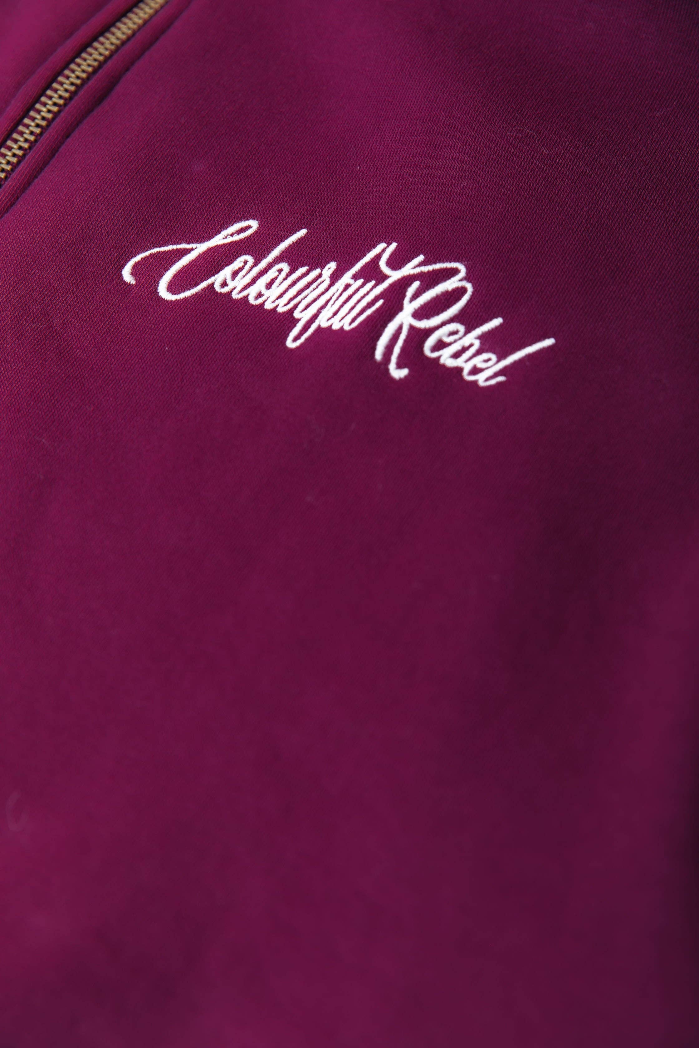 Merlot Rojo Sudadera con Cremallera y Puños a Rayas Uni | Rojo Merlot de venta al por mayor en Faire4