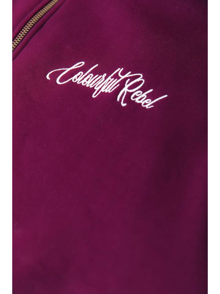 Merlot Rojo Sudadera con Cremallera y Puños a Rayas Uni | Rojo Merlot de venta al por mayor en Faire4