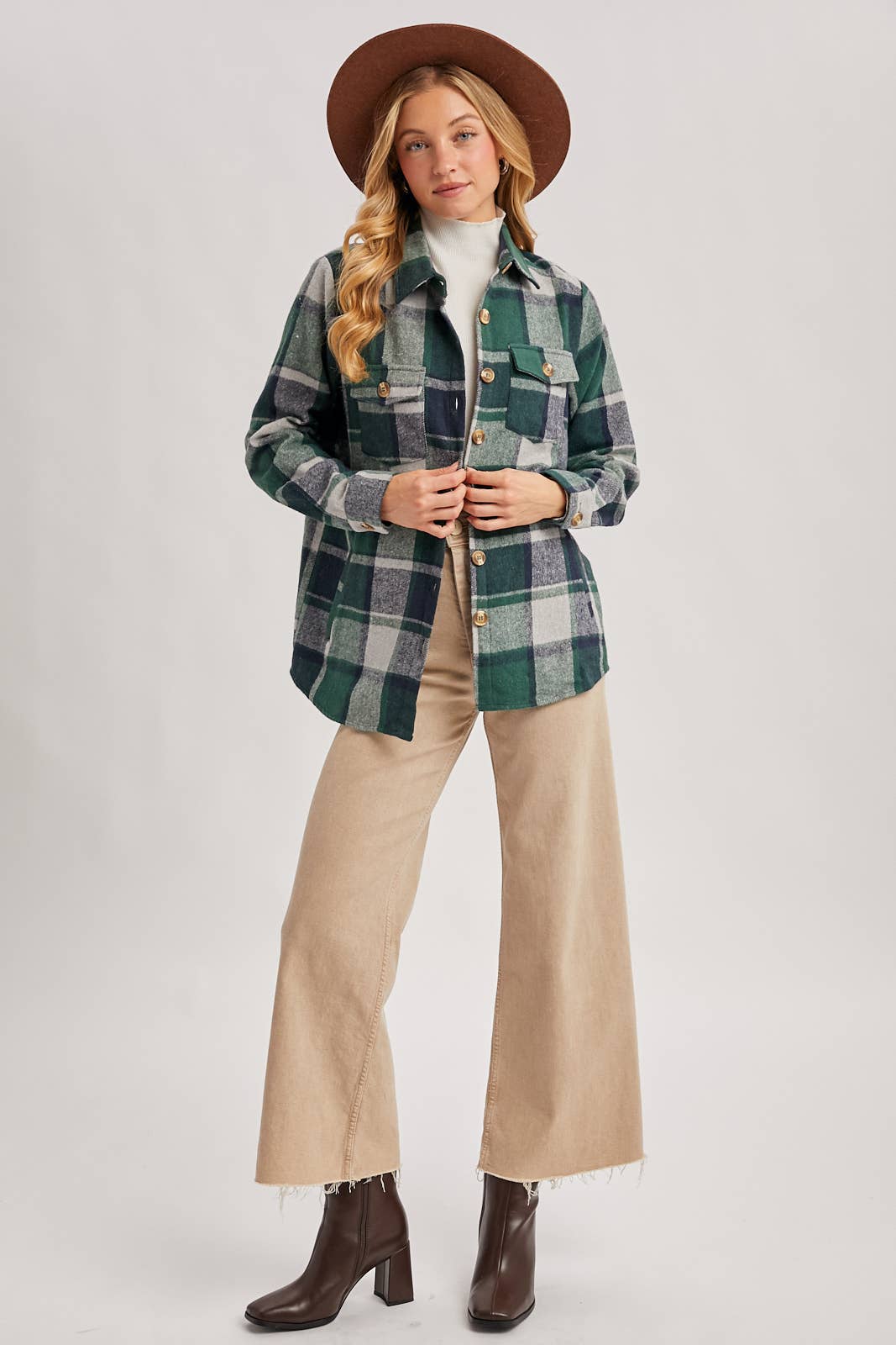 Bluivy - Wholesale Shirt Jacket/Shacket - Women's - FLANNEL PLAID SHACKET WITH POCKETS8