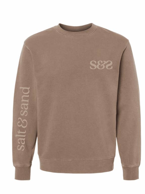 Mittelschweres, pigmentgefärbtes Sweatshirt mit Rundhalsausschnitt//Pigment Clay//Salz und Sand für den Großhandel von Salt & Sand