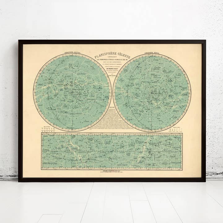 Vintage Celestial Planisphere 1938 showing main stars | Vintage Map Wall Art Print | Large Poster Print | Home Decor Wall Art por atacado de OldCityPrints - Old Maps and Posters