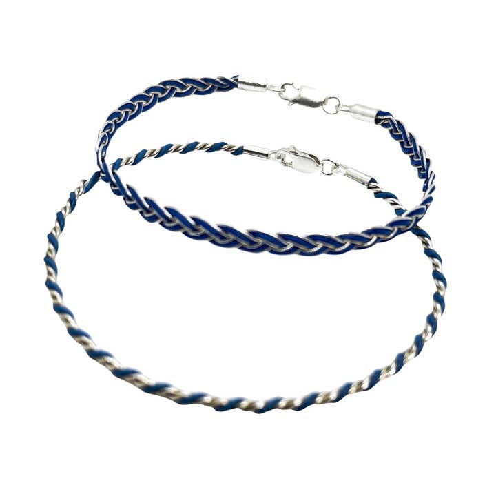 Set of braided bracelets 925 silver blue for wholesale by Gloria Mago