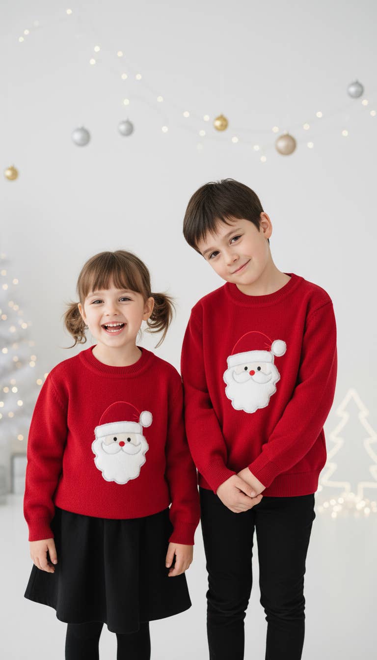 Lil Cactus - Wholesale Knit Sweater - Kids - Red Santa Christmas Sweater1